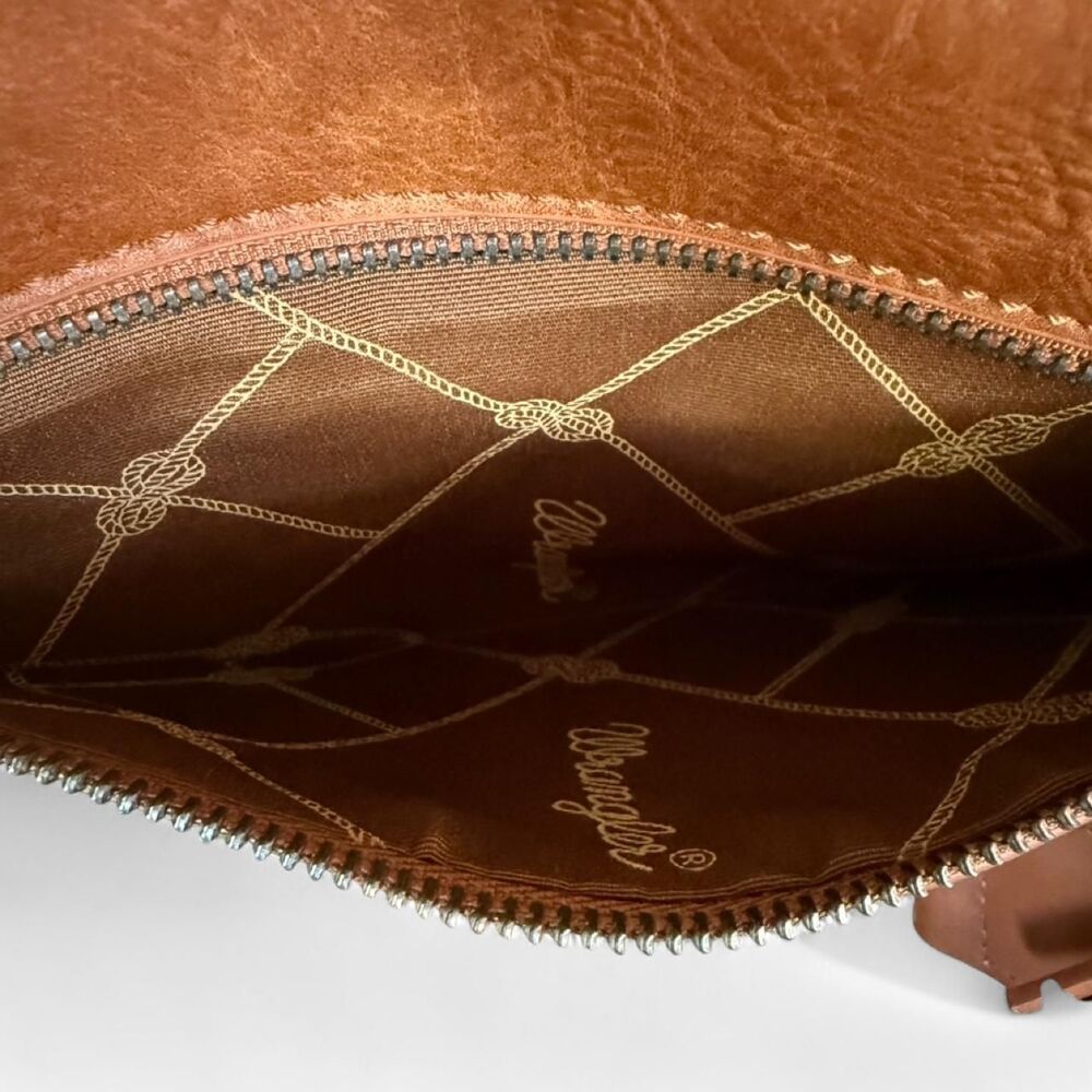 Wrangler Cognac Faux Leather Sling Crossbody Belt Bag Western Adjustable Strap - Picture 6 of 6